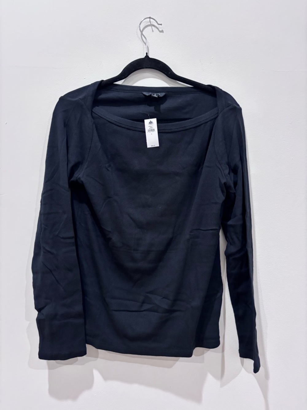 Banana Republic Black Long Sleeve Square Neck Top